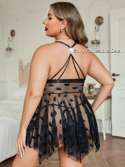 Valentine Black Heart Lace Lingerie